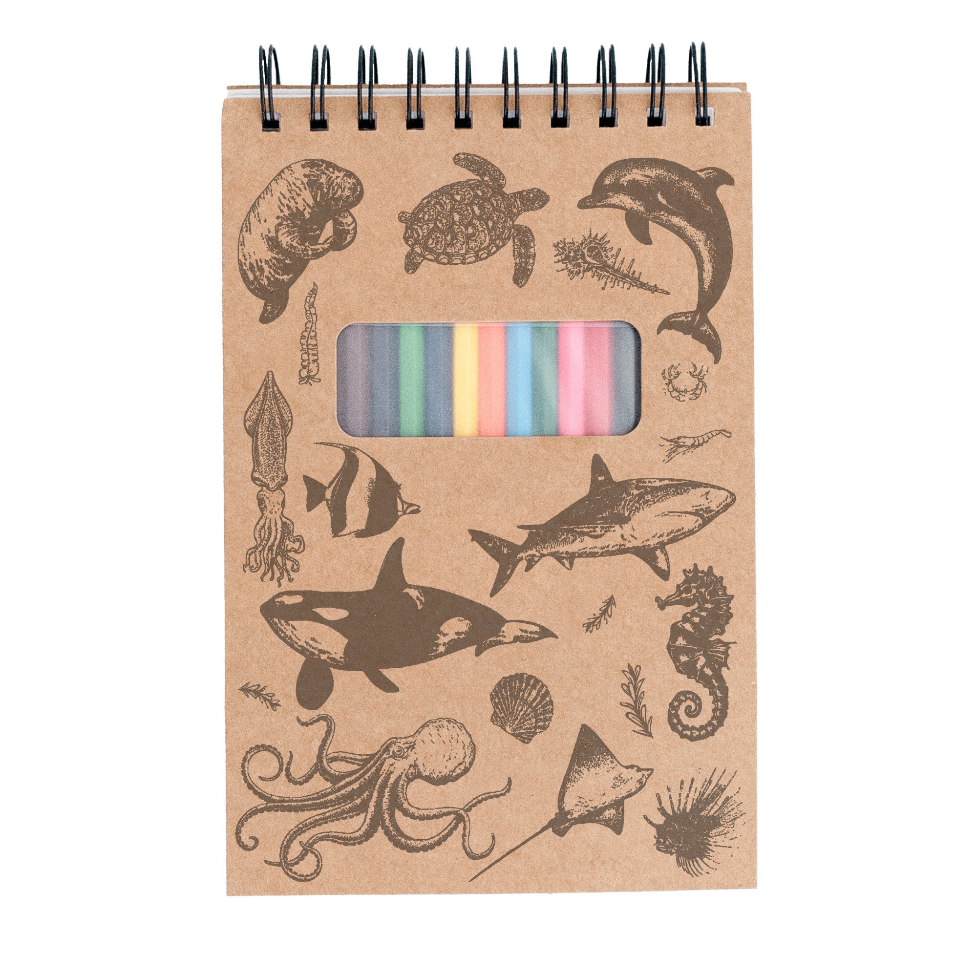 Ocean Sketchbook Kit For Artist Gift Set Made in USA Laser Engraved Nature Journal Gift Idea For Drawing Marine Life Sketch Book For Student