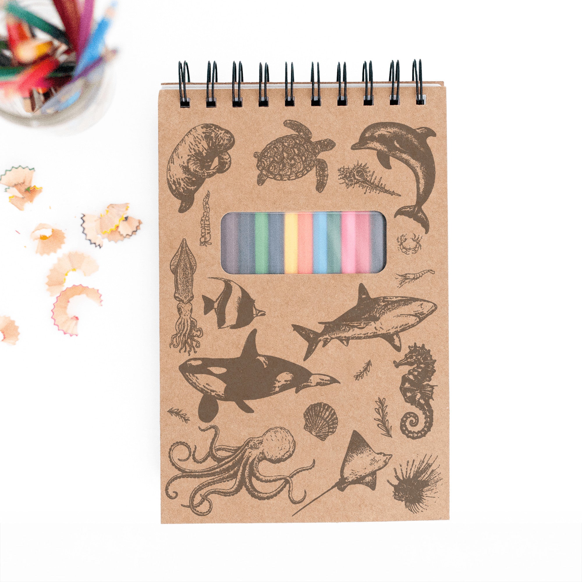 Ocean Sketchbook Kit For Artist Gift Set Made in USA Laser Engraved Nature Journal Gift Idea For Drawing Marine Life Sketch Book For Student