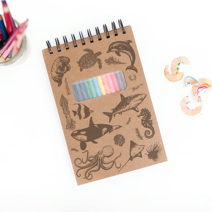 Ocean Sketchbook Kit For Artist Gift Set Made in USA Laser Engraved Nature Journal Gift Idea For Drawing Marine Life Sketch Book For Student