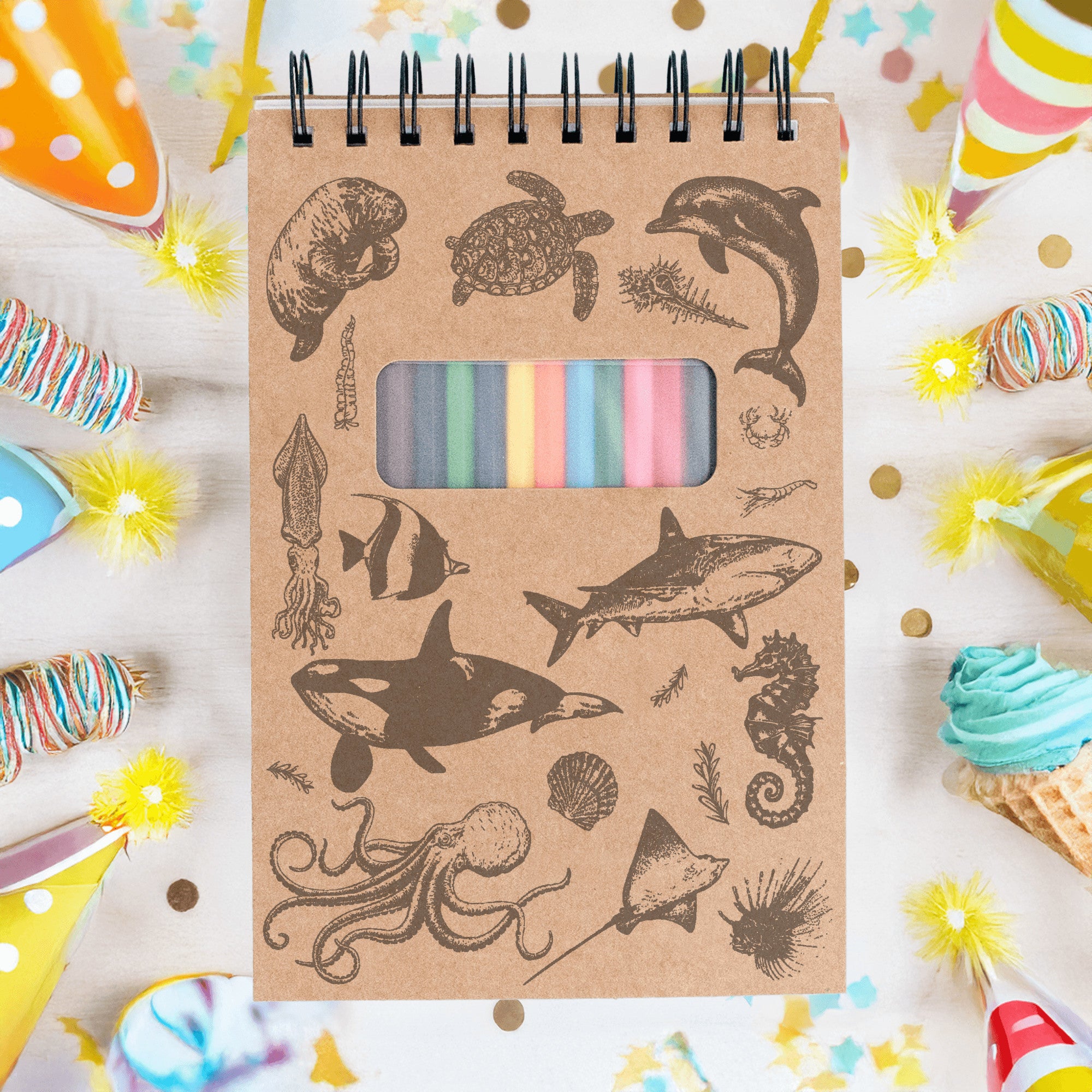 Ocean Sketchbook Kit For Artist Gift Set Made in USA Laser Engraved Nature Journal Gift Idea For Drawing Marine Life Sketch Book For Student