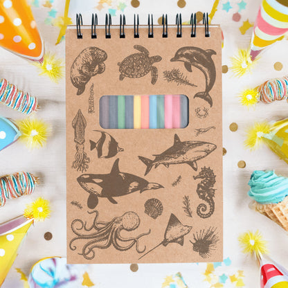 Ocean Sketchbook Kit For Artist Gift Set Made in USA Laser Engraved Nature Journal Gift Idea For Drawing Marine Life Sketch Book For Student