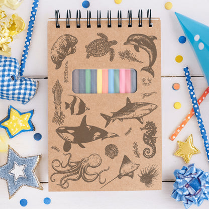 Ocean Sketchbook Kit For Artist Gift Set Made in USA Laser Engraved Nature Journal Gift Idea For Drawing Marine Life Sketch Book For Student