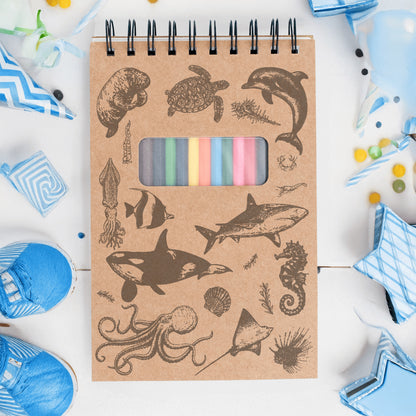 Ocean Sketchbook Kit For Artist Gift Set Made in USA Laser Engraved Nature Journal Gift Idea For Drawing Marine Life Sketch Book For Student
