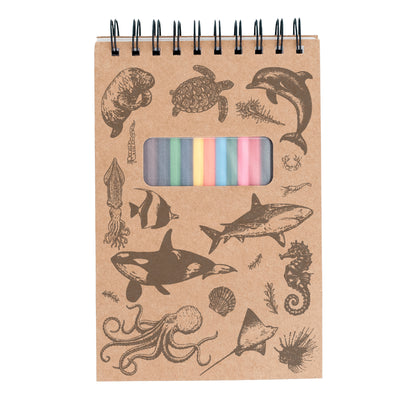 Ocean Sketchbook Kit For Artist Gift Set Made in USA Laser Engraved Nature Journal Gift Idea For Drawing Marine Life Sketch Book For Student