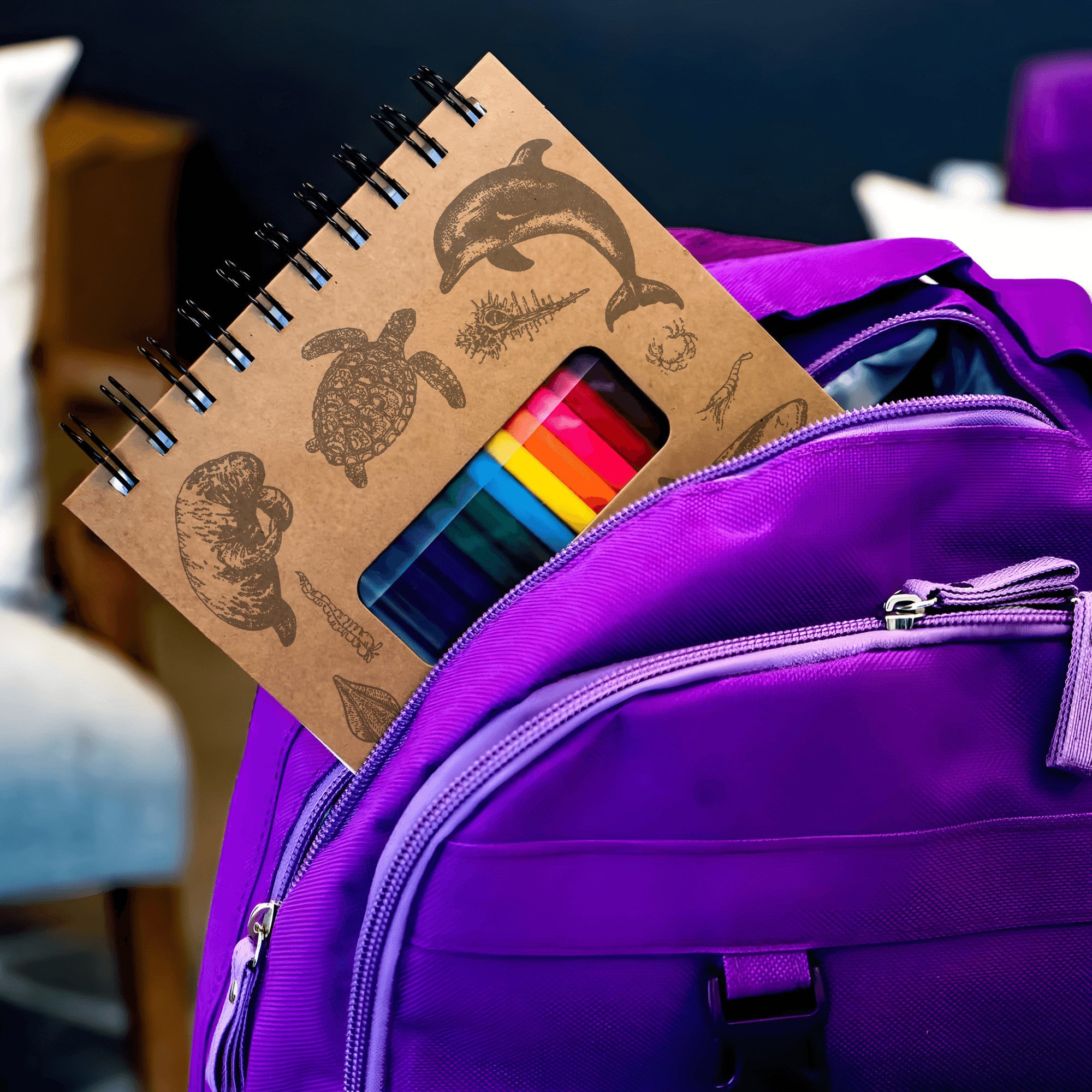 Ocean Sketchbook Kit For Artist Gift Set Made in USA Laser Engraved Nature Journal Gift Idea For Drawing Marine Life Sketch Book For Student