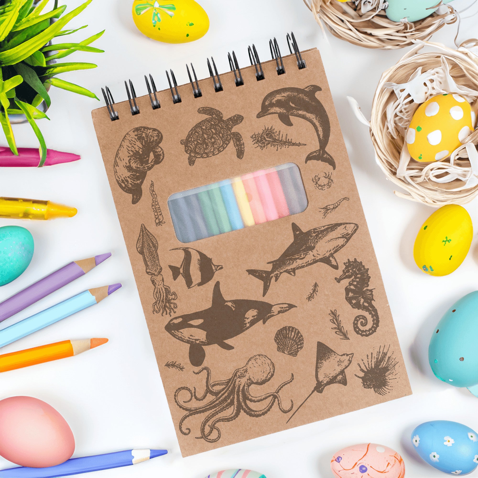 Ocean Sketchbook Kit For Artist Gift Set Made in USA Laser Engraved Nature Journal Gift Idea For Drawing Marine Life Sketch Book For Student