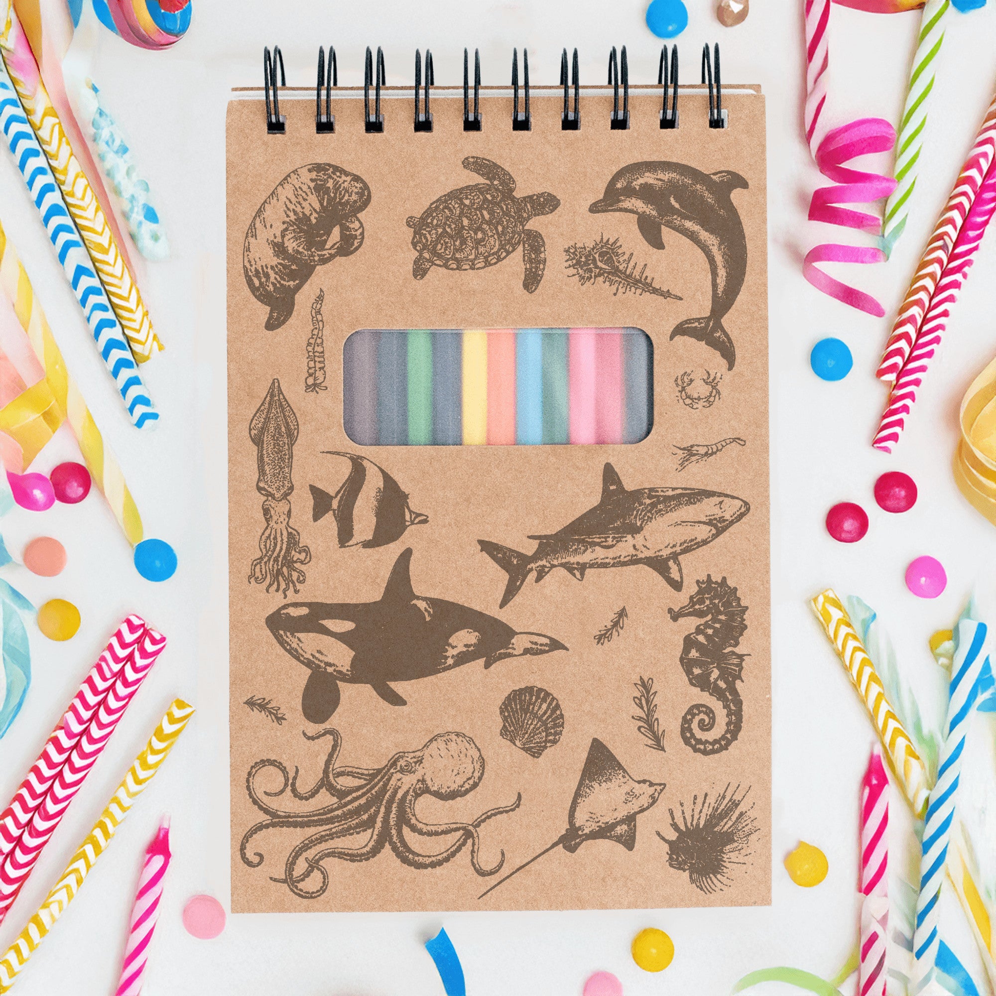 Ocean Sketchbook Kit For Artist Gift Set Made in USA Laser Engraved Nature Journal Gift Idea For Drawing Marine Life Sketch Book For Student