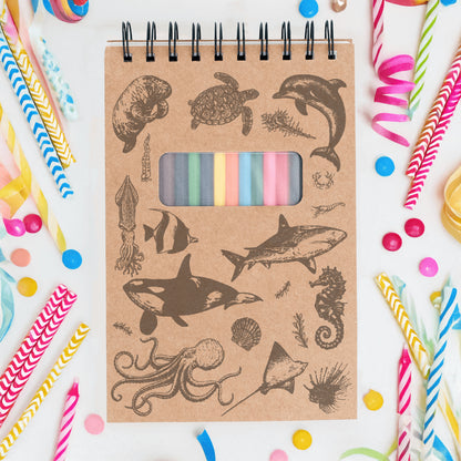 Ocean Sketchbook Kit For Artist Gift Set Made in USA Laser Engraved Nature Journal Gift Idea For Drawing Marine Life Sketch Book For Student